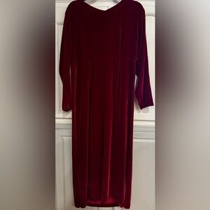 Boston Proper Velvet Long Sleeve Dress in Deep Red